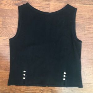St John Black Sleeveless Sweater Gold Buttons M